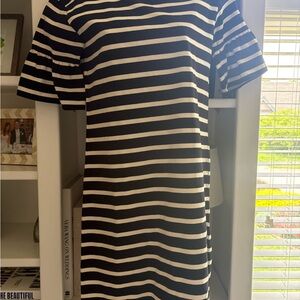 J. Crew Black and White Striped Mini Dress